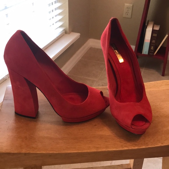 BCBGMaxAzria Shoes - BCBG Maxazria peep toe suede heels